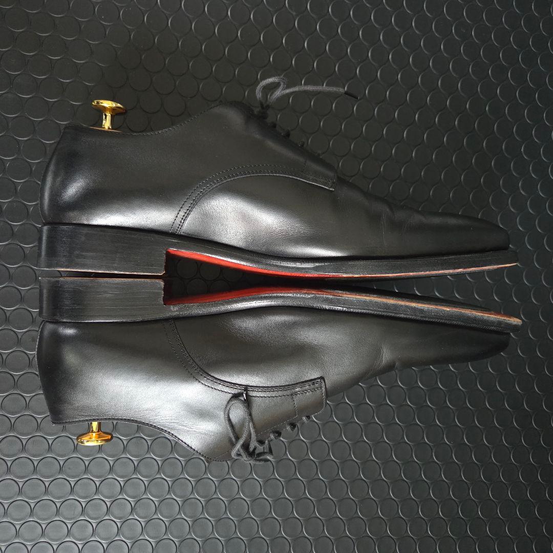 HERMES　ブラックレザー ドレスシューズ　プレーンツゥ 27㎝　箱