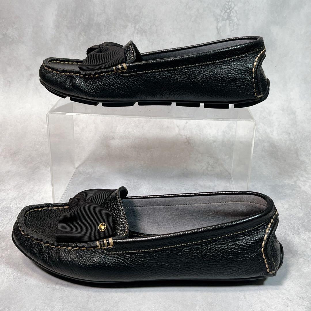 ☆美品☆【ランバン】ドライビングシューズ (23.5) モカシン　シボ革　リボン