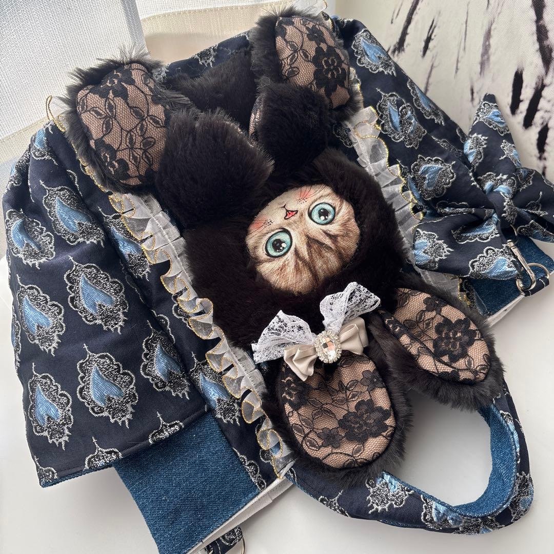 あ*き様 コヤンイサムチョン　ブラックファー×レース　 バック ハンドメイド