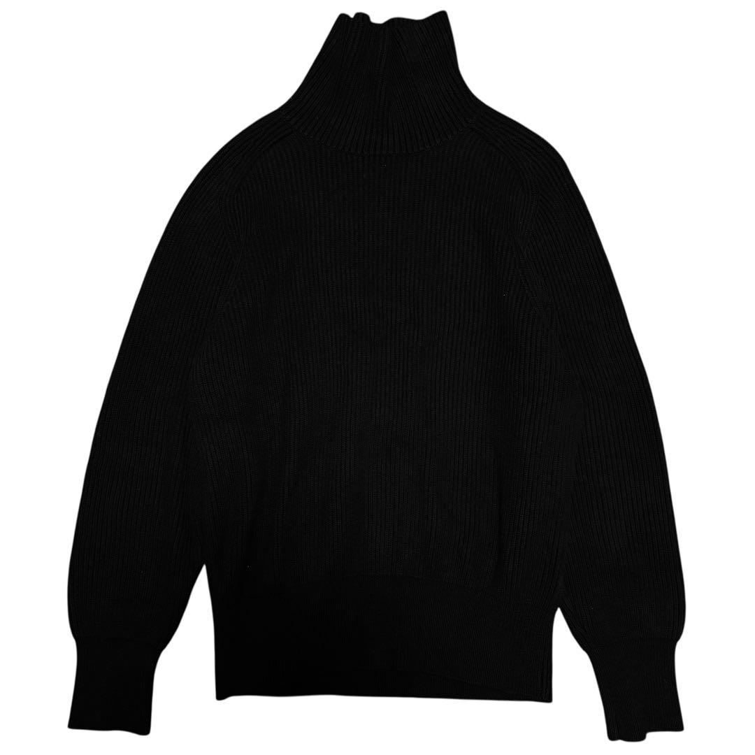 CABaN コットンカシミヤアゼ ハイネックプルオーバー ブラック メンズ L