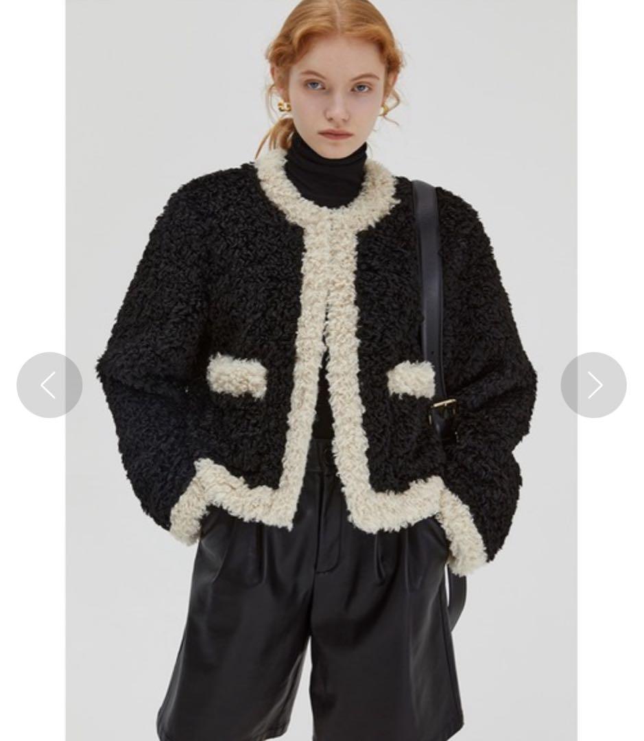 バイカラープードルファーショートジャケット