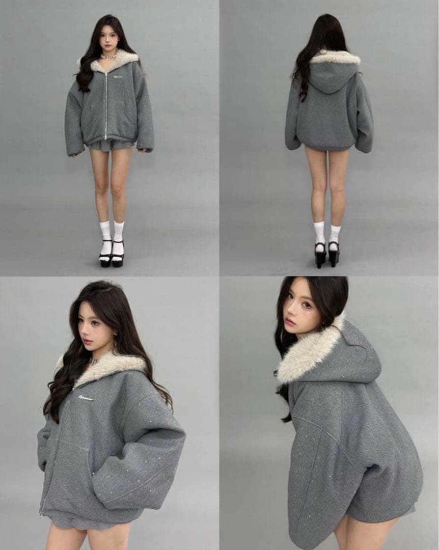 ジャケット・アウター andwang kirakira 2way fur zip up