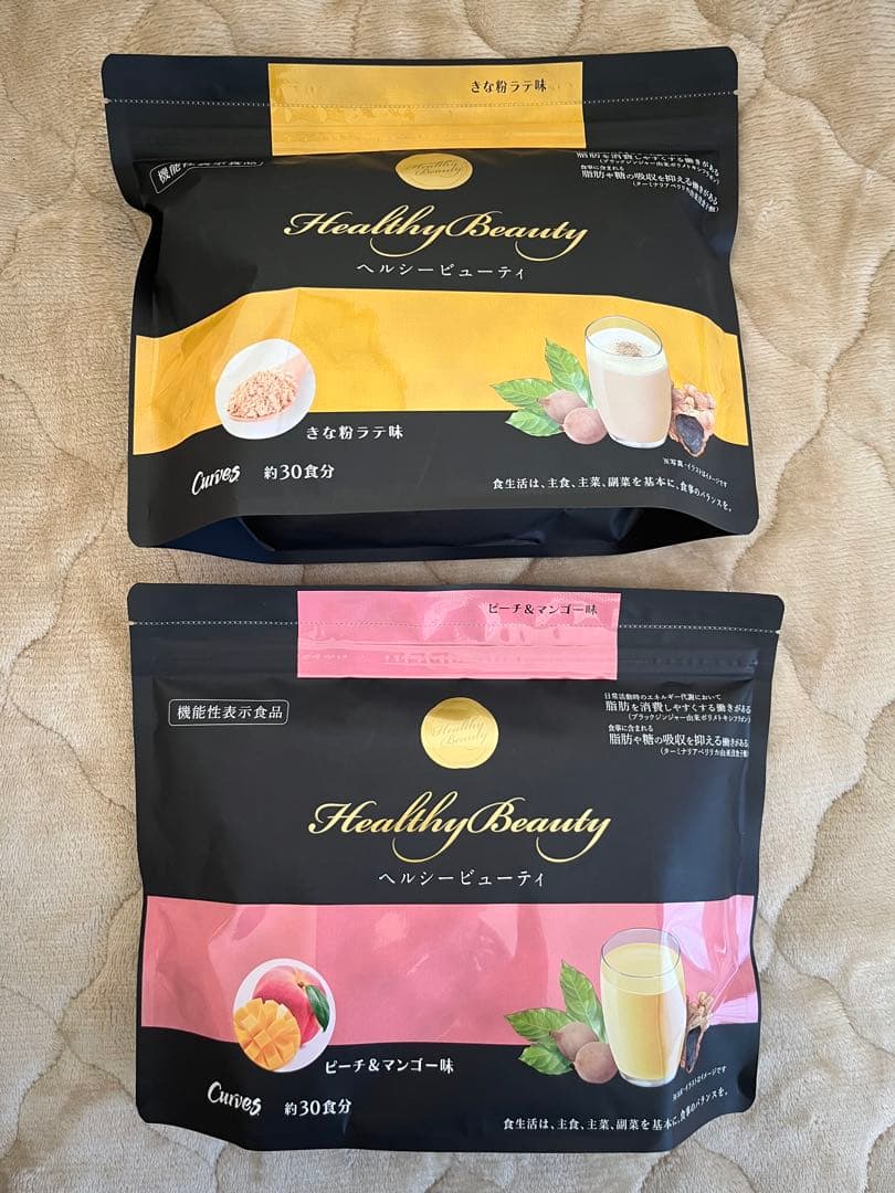 カーブス ヘルシービューティ ピーチアンドマンゴー、きな粉ラテ、２種類セット