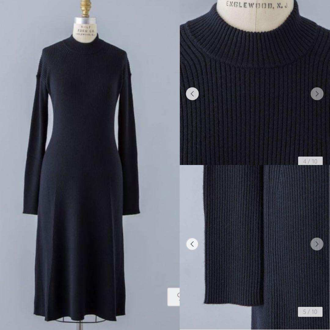 BLAMINK ブラミンク ウールシルクカシミヤ リブ ワンピース 36 黒