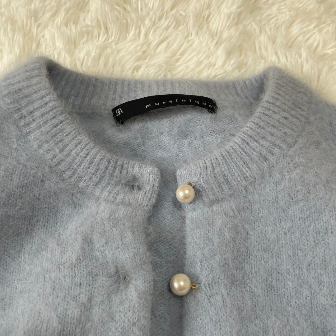 マルティニーク フォックス カシミヤ カーディガン ライトブルー レディース