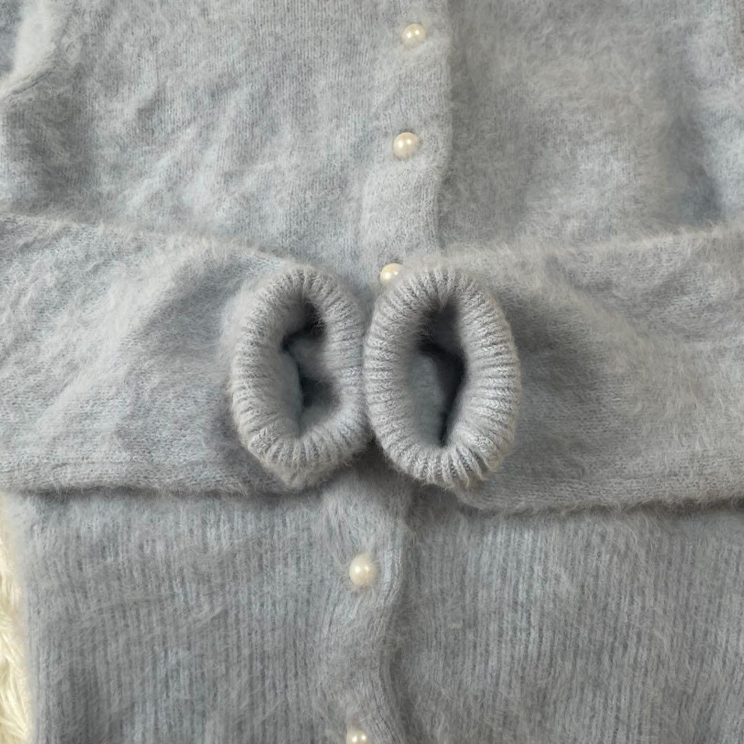 マルティニーク フォックス カシミヤ カーディガン ライトブルー レディース