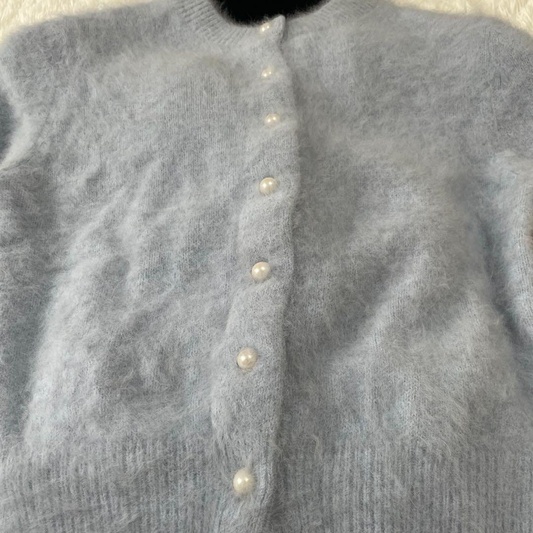 マルティニーク フォックス カシミヤ カーディガン ライトブルー レディース