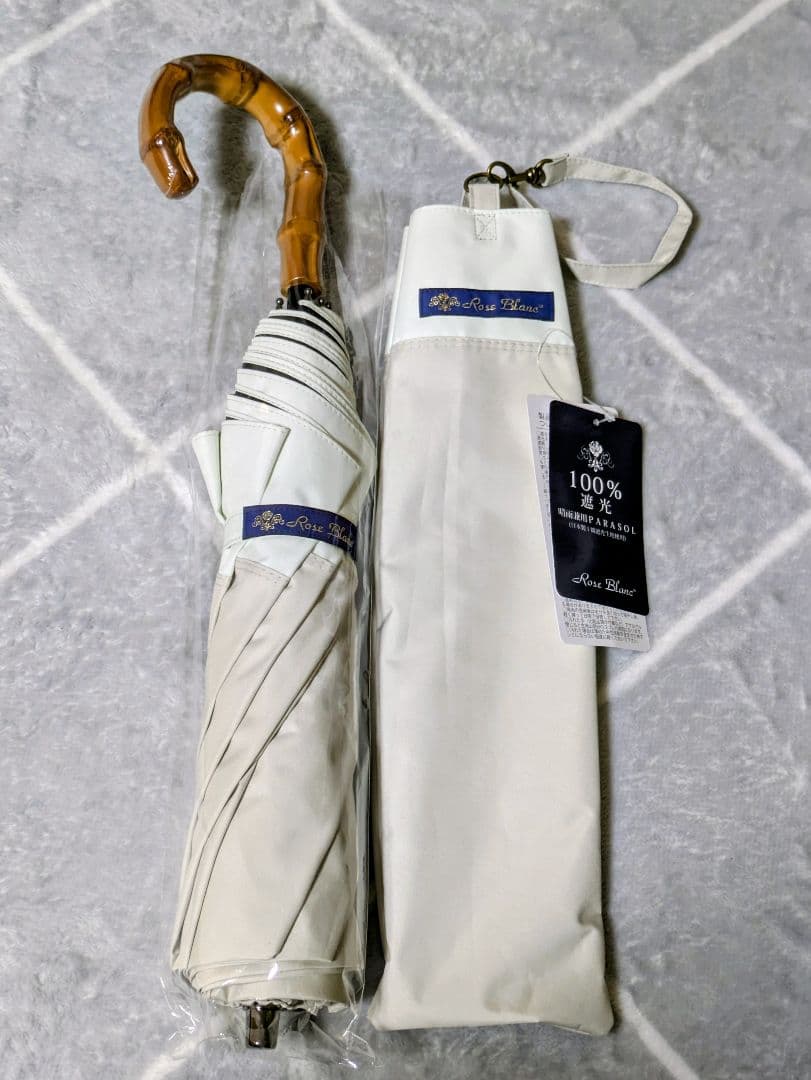 【新品・未使用】ロサブラン Rose Blanc 折りたたみ 日傘 100%遮光