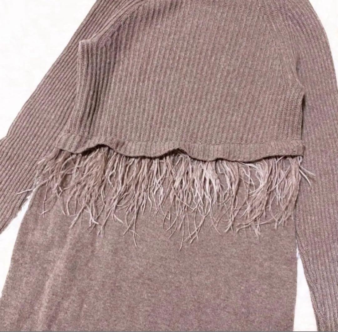 【希少】マックスマーラウィークエンド　ニットワンピース　ラムウール　ダチョウ羽