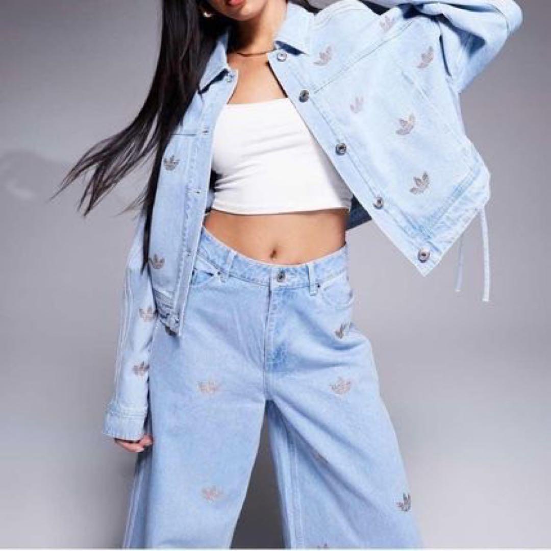 adidas Originals ラインストーン装飾デニムセットアップ