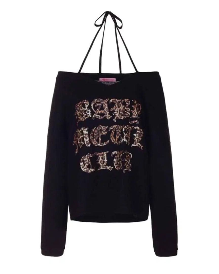 babylclub レオパードロゴシャーリングTシャツ ブラック