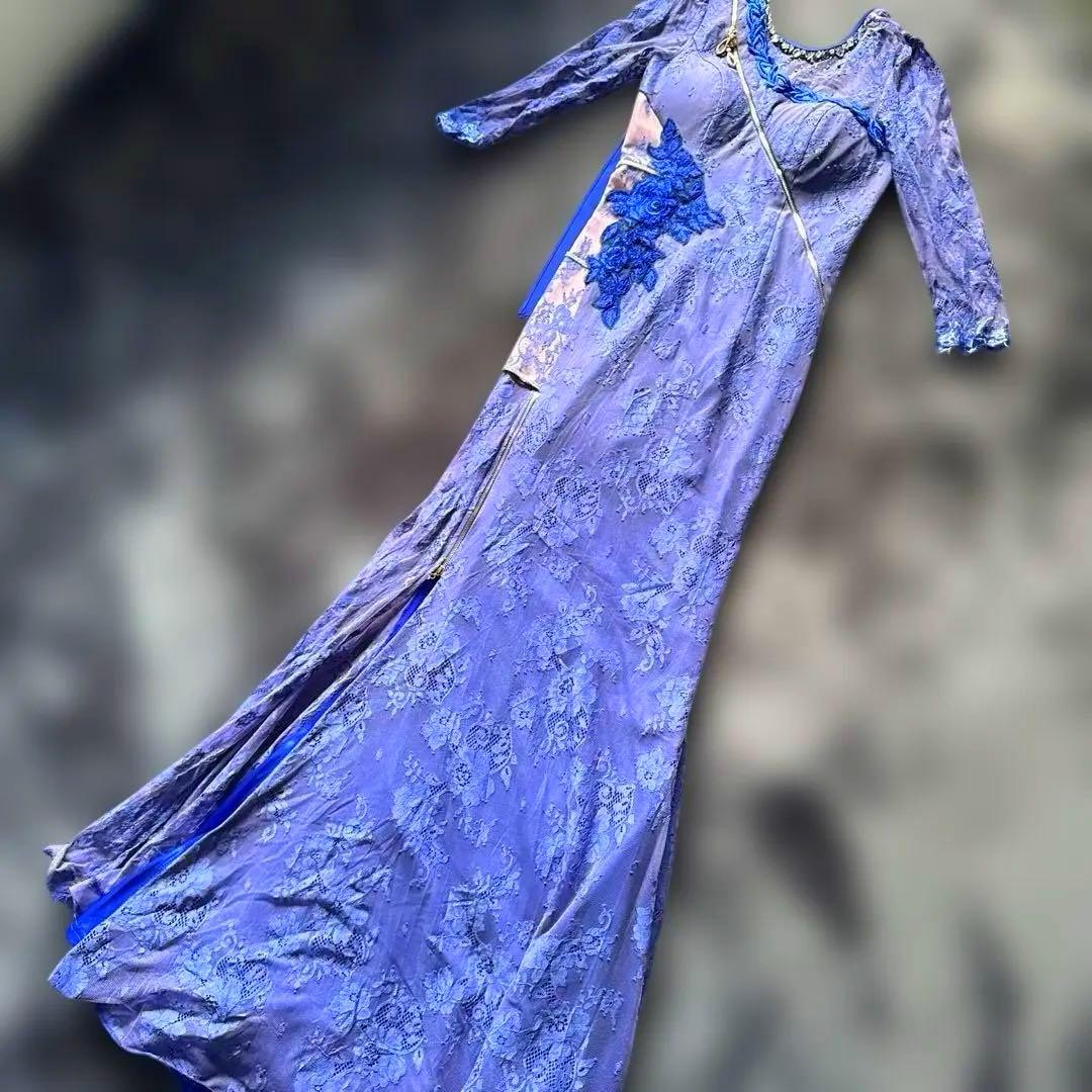 ジッパーロングキャバドレス