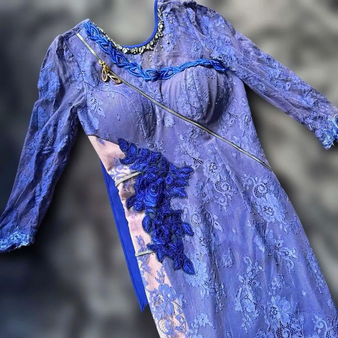 ジッパーロングキャバドレス