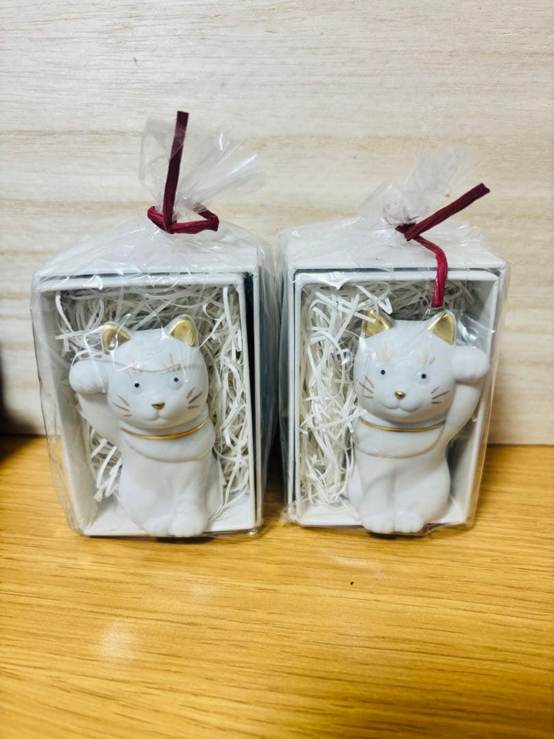 上出長右衛門窯　二寸ちょうえもん招猫 2個セット