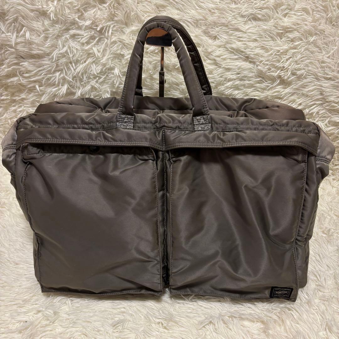 【美品】ポーター PORTER タンカー ボストンバッグ グレー 旅行