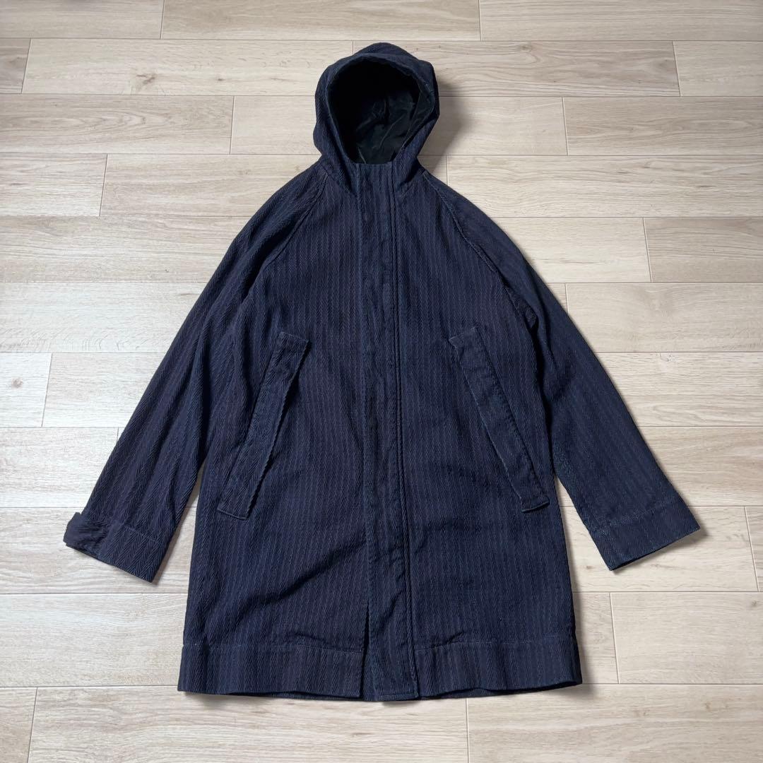 HiHiHi インディゴヘリンボーンコート 甘雨コート ジャガード織り