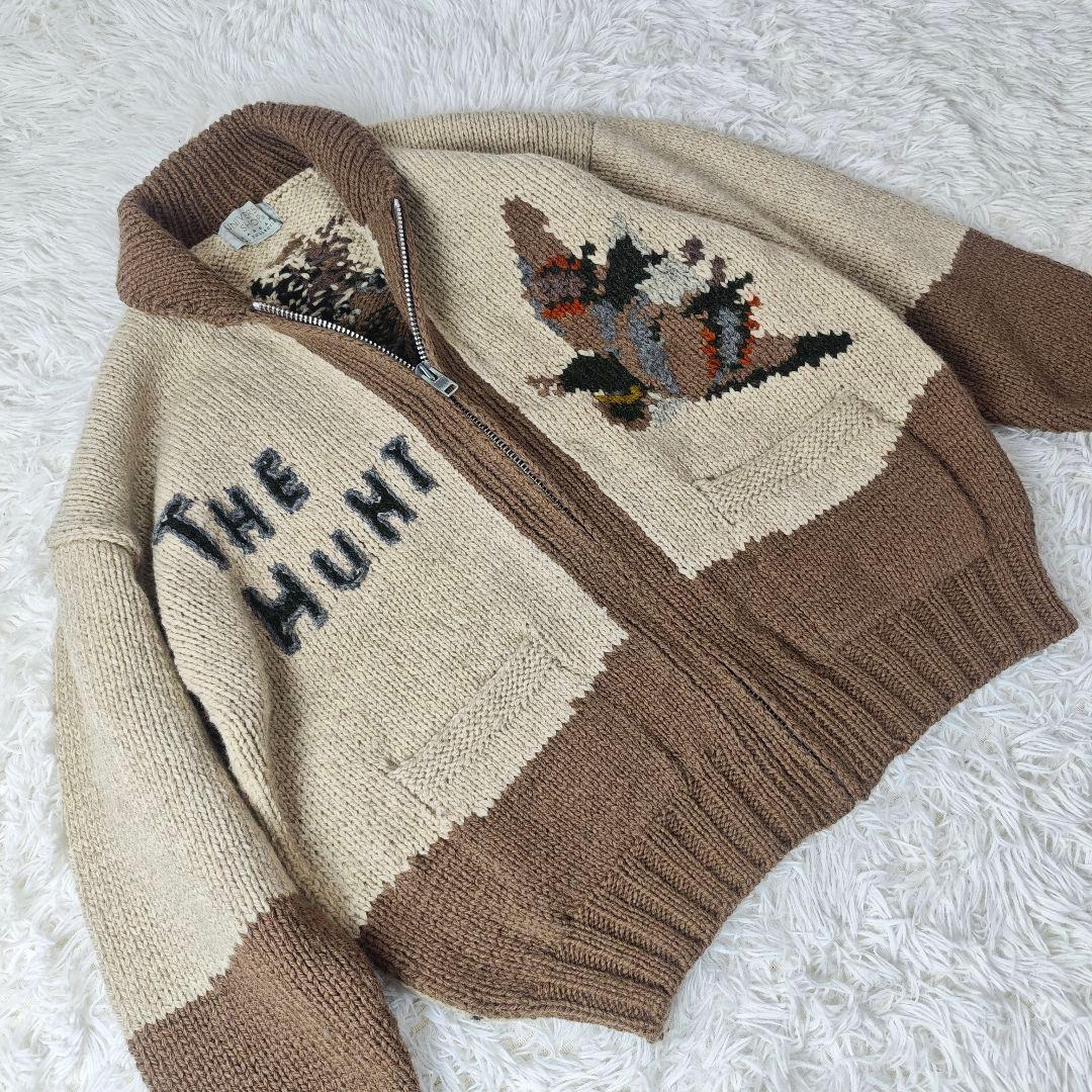 【希少デザイン】THE HUNT カモｘエルク柄カウチンニット メンズL✨