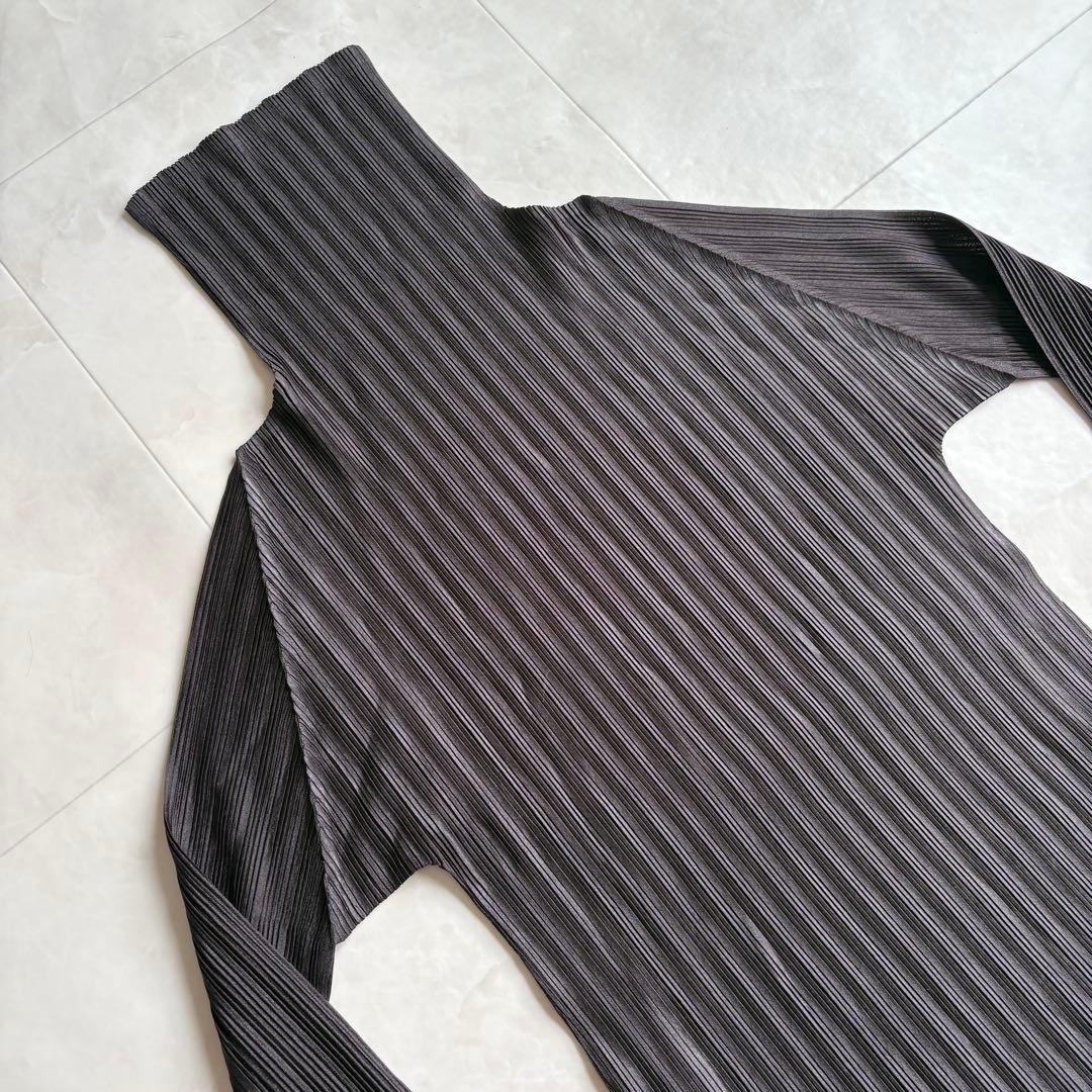 PLEATS PLEASE ハイネックプリーツトップス ダークブラウン 3
