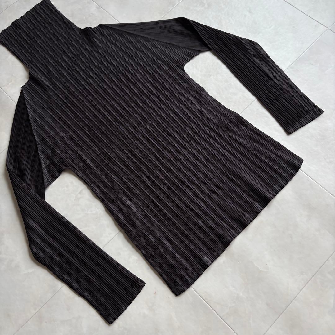 PLEATS PLEASE ハイネックプリーツトップス ダークブラウン 3