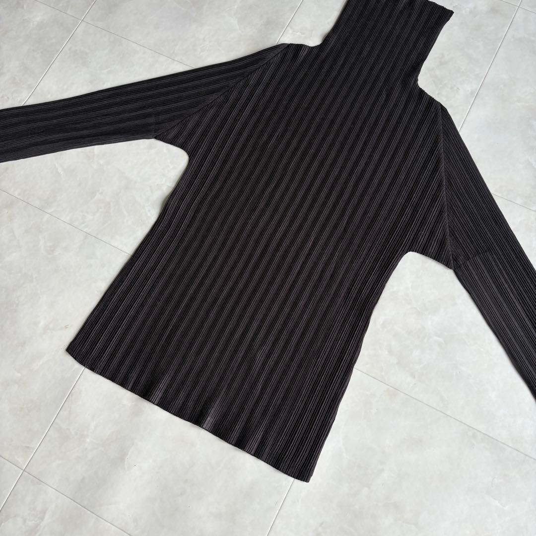 PLEATS PLEASE ハイネックプリーツトップス ダークブラウン 3