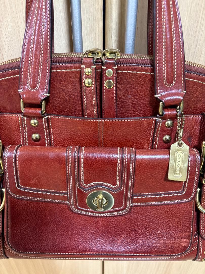COACH レザー ビジネスバッグ レッド ZB0043