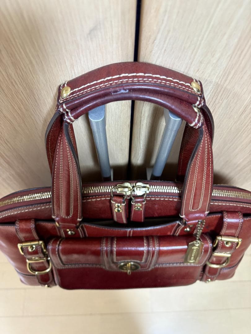 COACH レザー ビジネスバッグ レッド ZB0043
