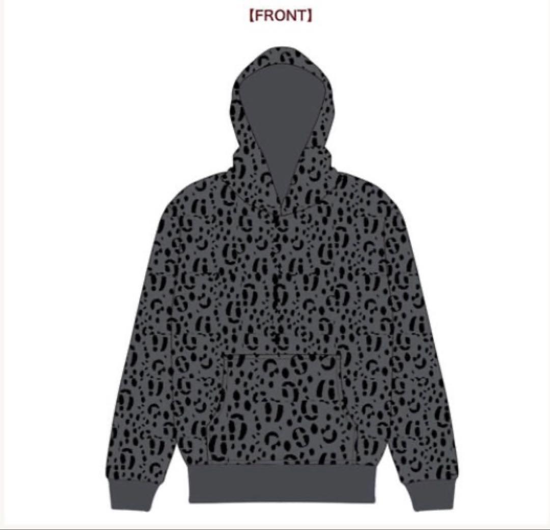 m*f様 藤井フミヤ　ヒョウ柄フード付きパーカー グレー