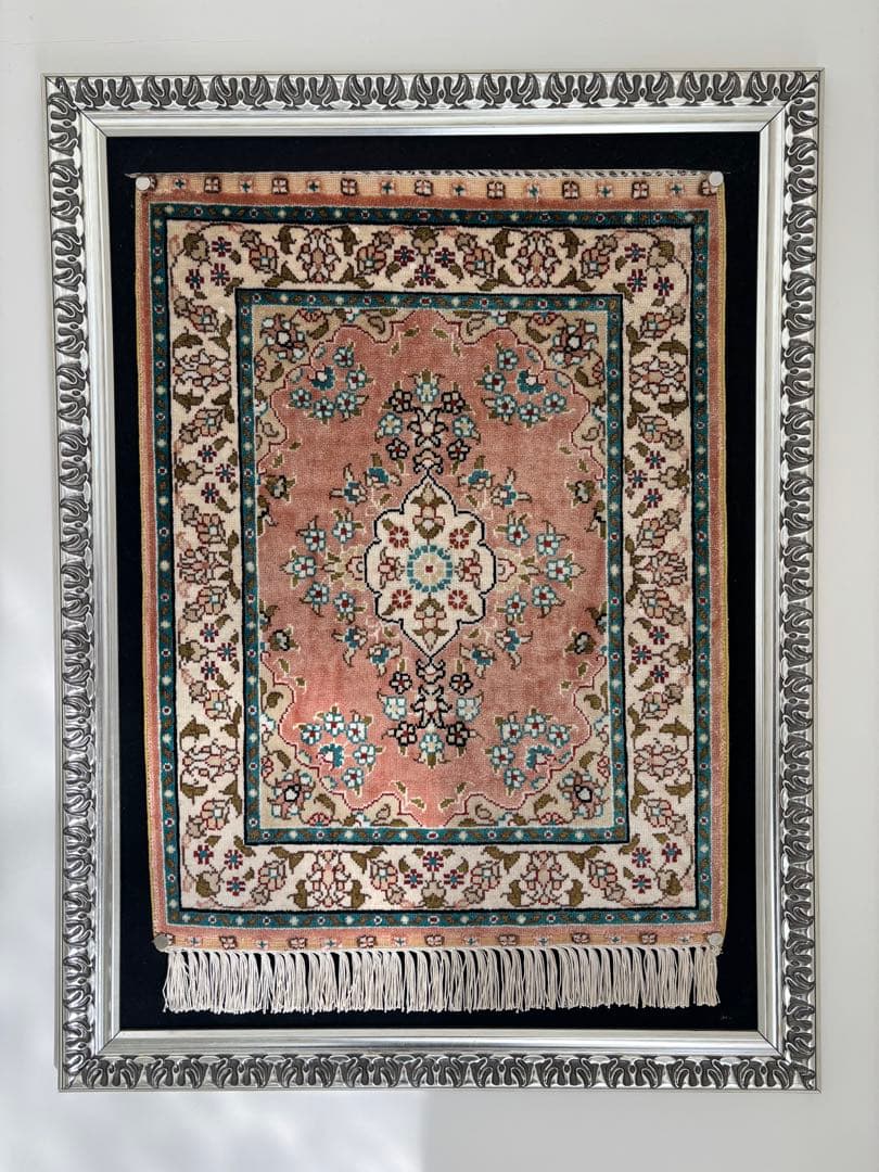 世界最高峰のトルコ カイセリ産 総シルク 手織り絨毯 53×42証紙付