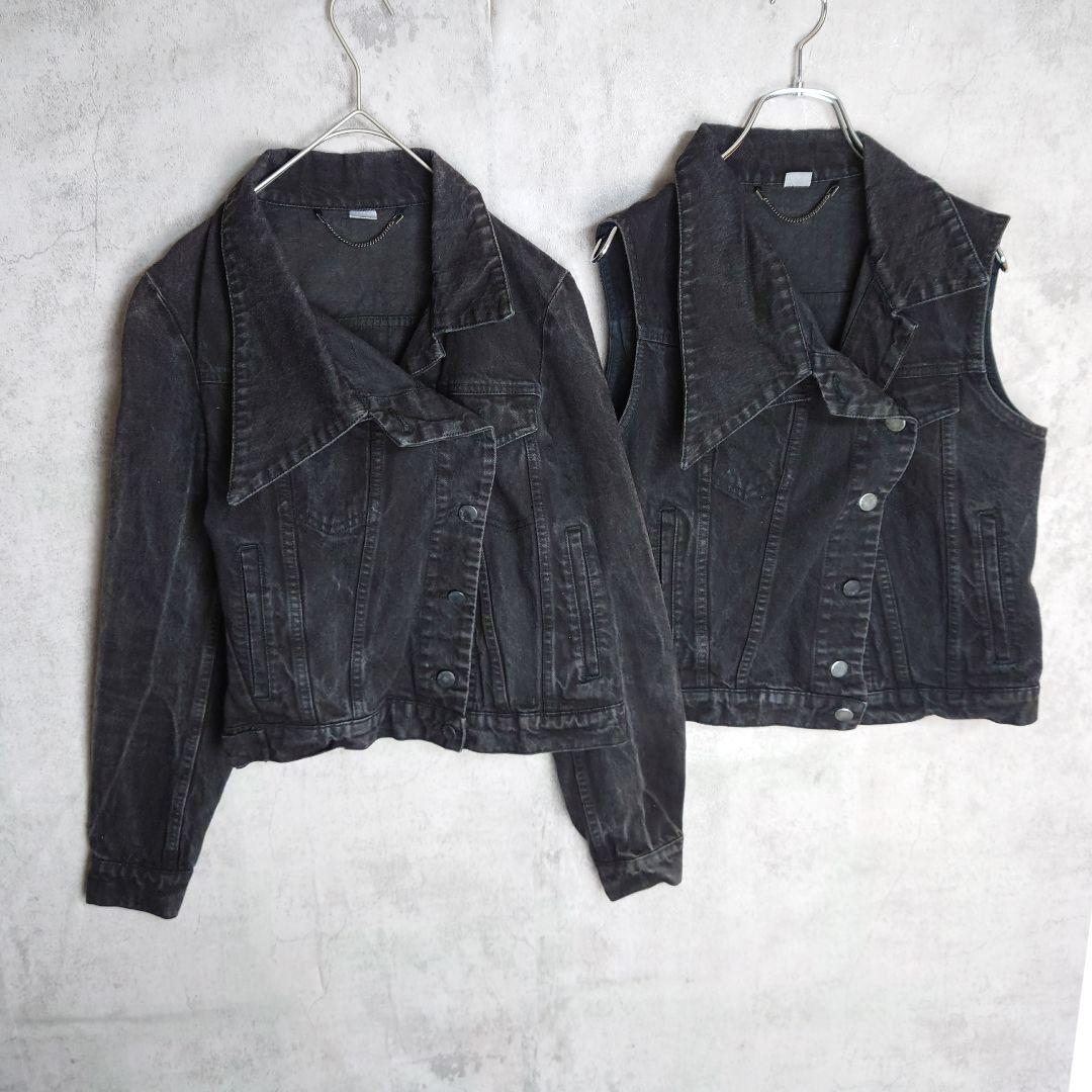 VIKTOR & ROLF アシンメトリー ブラックデニム Gジャン ベスト 黒