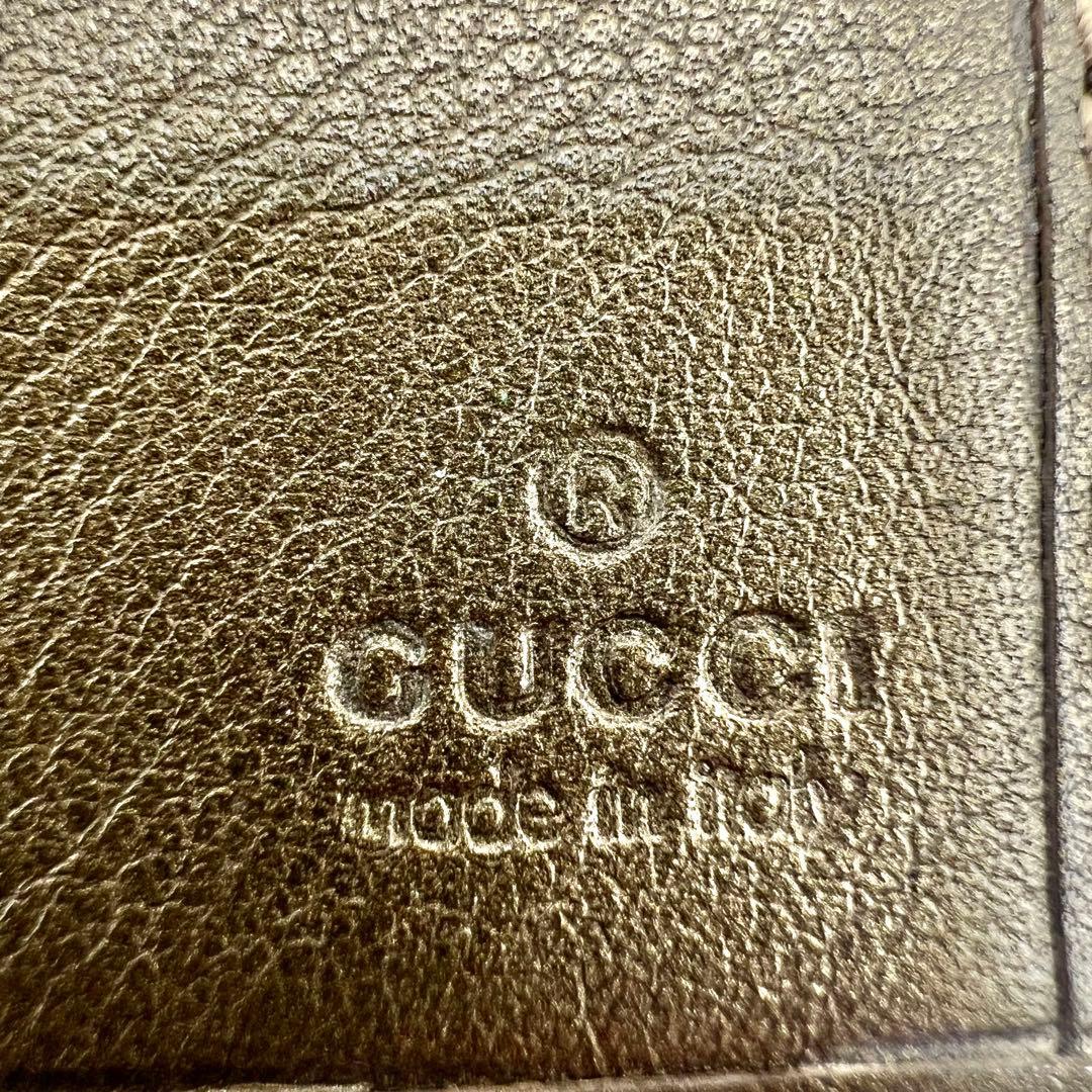 GUCCI グッチ GGキャンバス アイボリー レザー ロゴプレート 長財布
