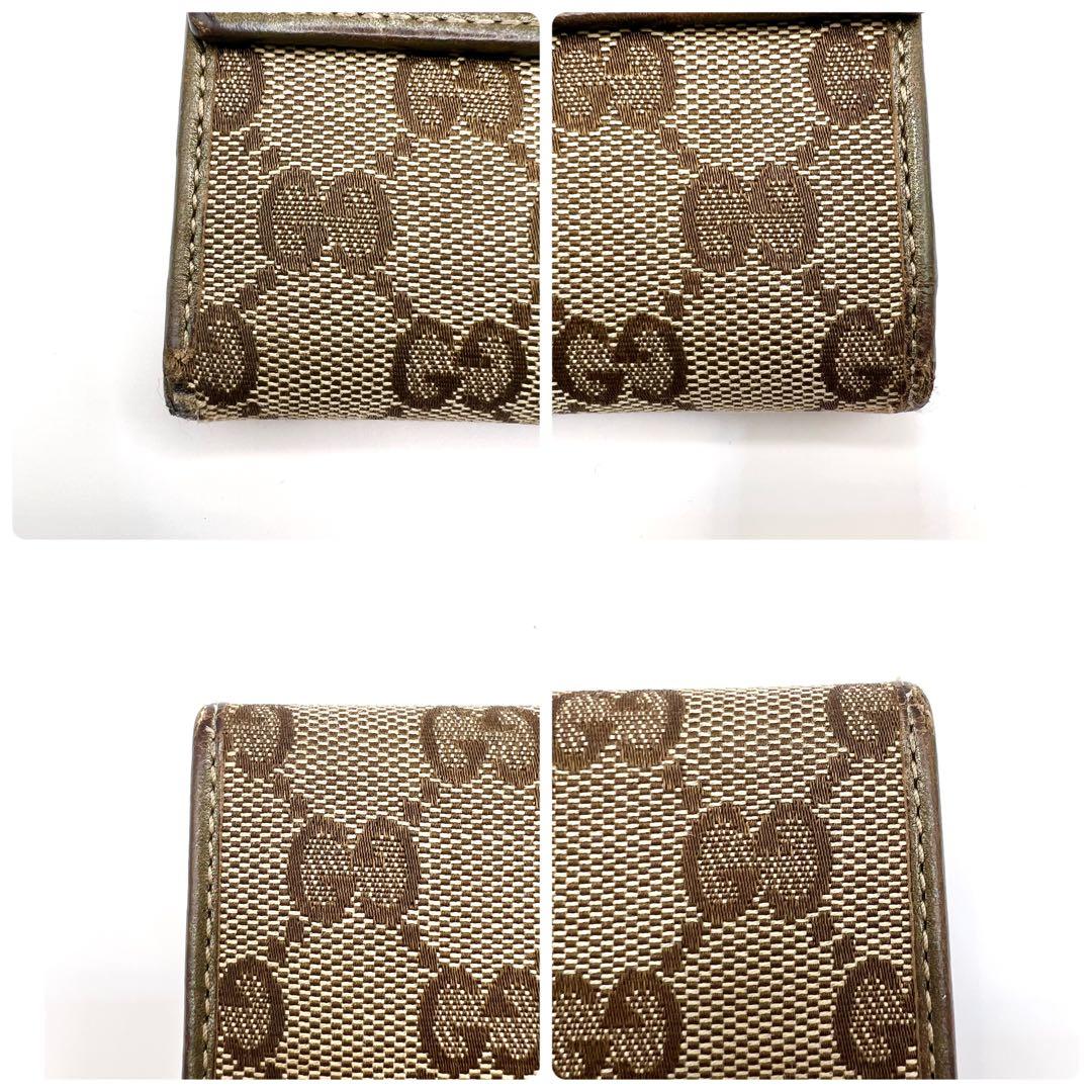 GUCCI グッチ GGキャンバス アイボリー レザー ロゴプレート 長財布