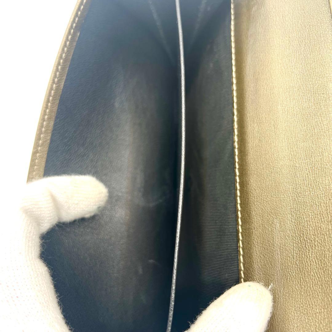 GUCCI グッチ GGキャンバス アイボリー レザー ロゴプレート 長財布