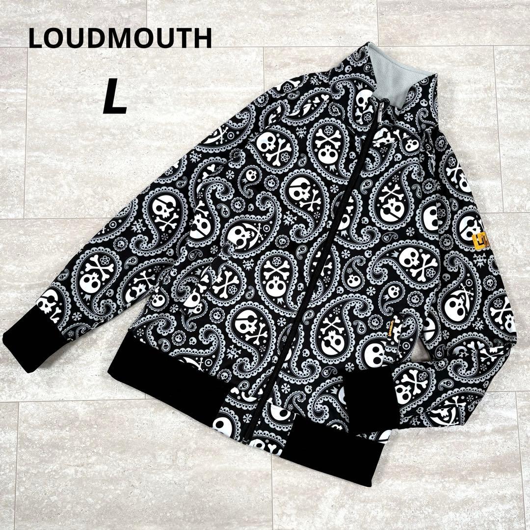 【ラウドマウス】ブルゾン　ジャケット　スカル柄　Lサイズ　黒x白xグレー
