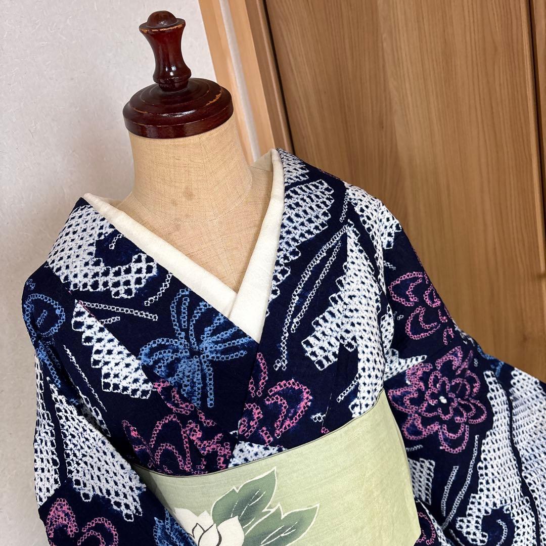 お花と蝶々♡有松絞り(^^)