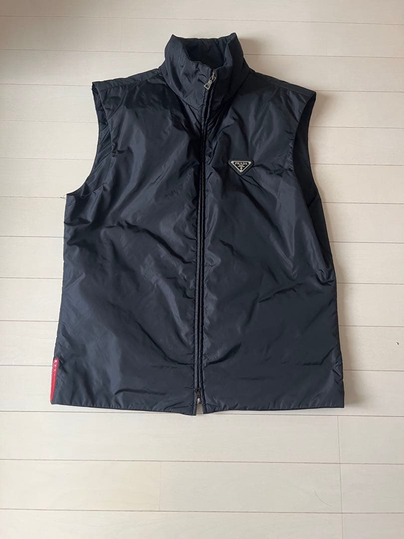【美品】PRADA プラダ　中綿ベスト スタンドカラー　ブラック