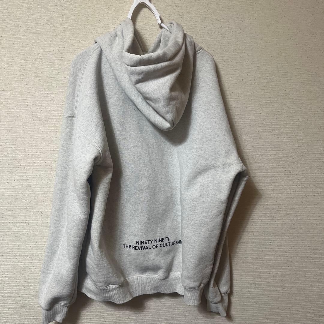 グレー フード付き パーカー 9090 白