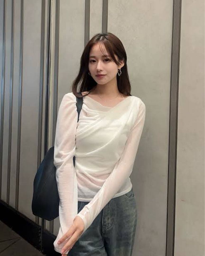 FRAY I.D シアードレープカットソー(ブラック)