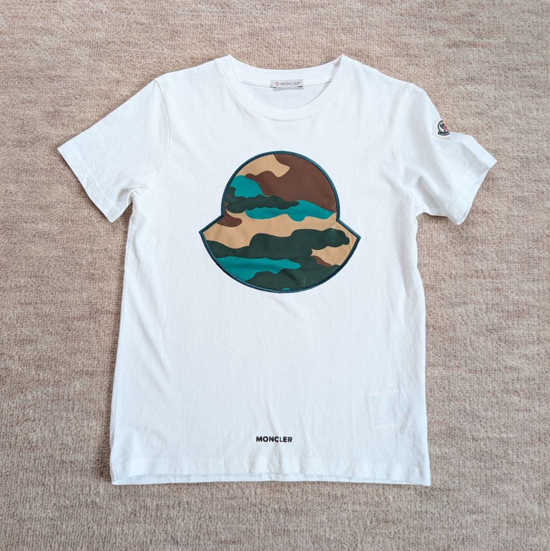 モンクレール　Tシャツ カモフラ　キッズ　140cm　白　美品　ロゴ　2020