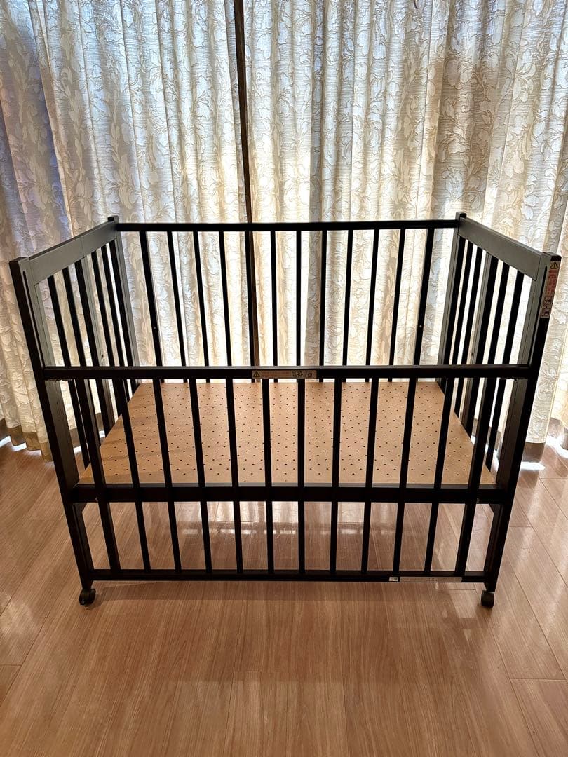 石崎家具 ワンタッチハイベッド スリーピー COOL ベビーベッドブラウン