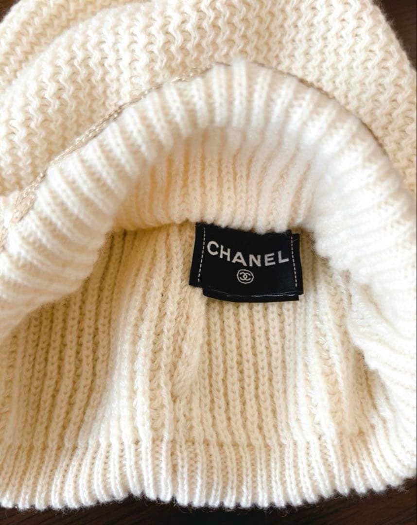 Kikiさま専用♡CHANEL カシミヤ スパンコール　ニット帽　キャップ　白