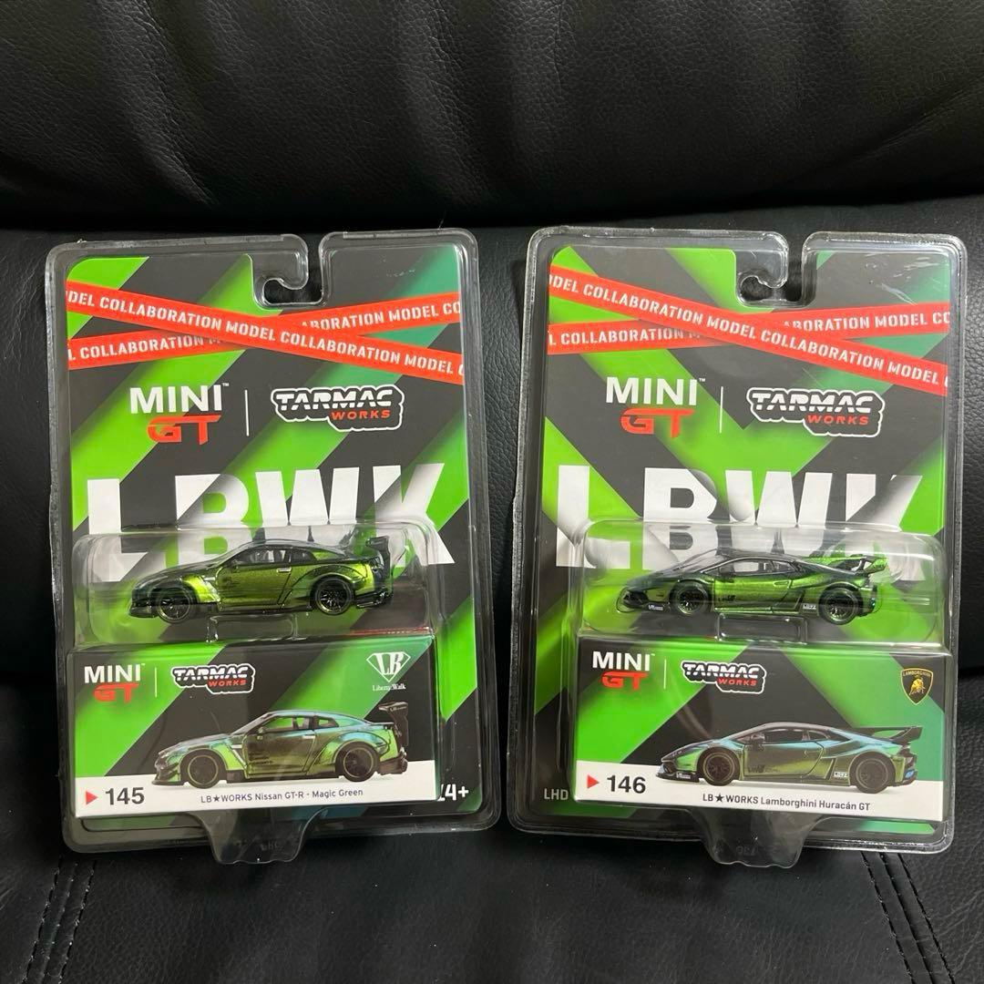 2台セット ミニGT ターマック LBWK R35　ウラカン マジック グリーン
