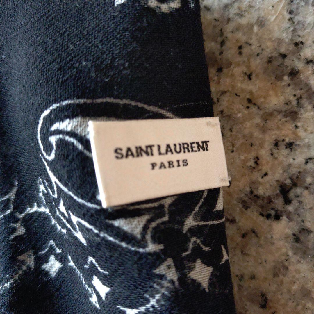 サンローランパリ ケリングタグ付きバンダナ柄 ブラック イタリア製