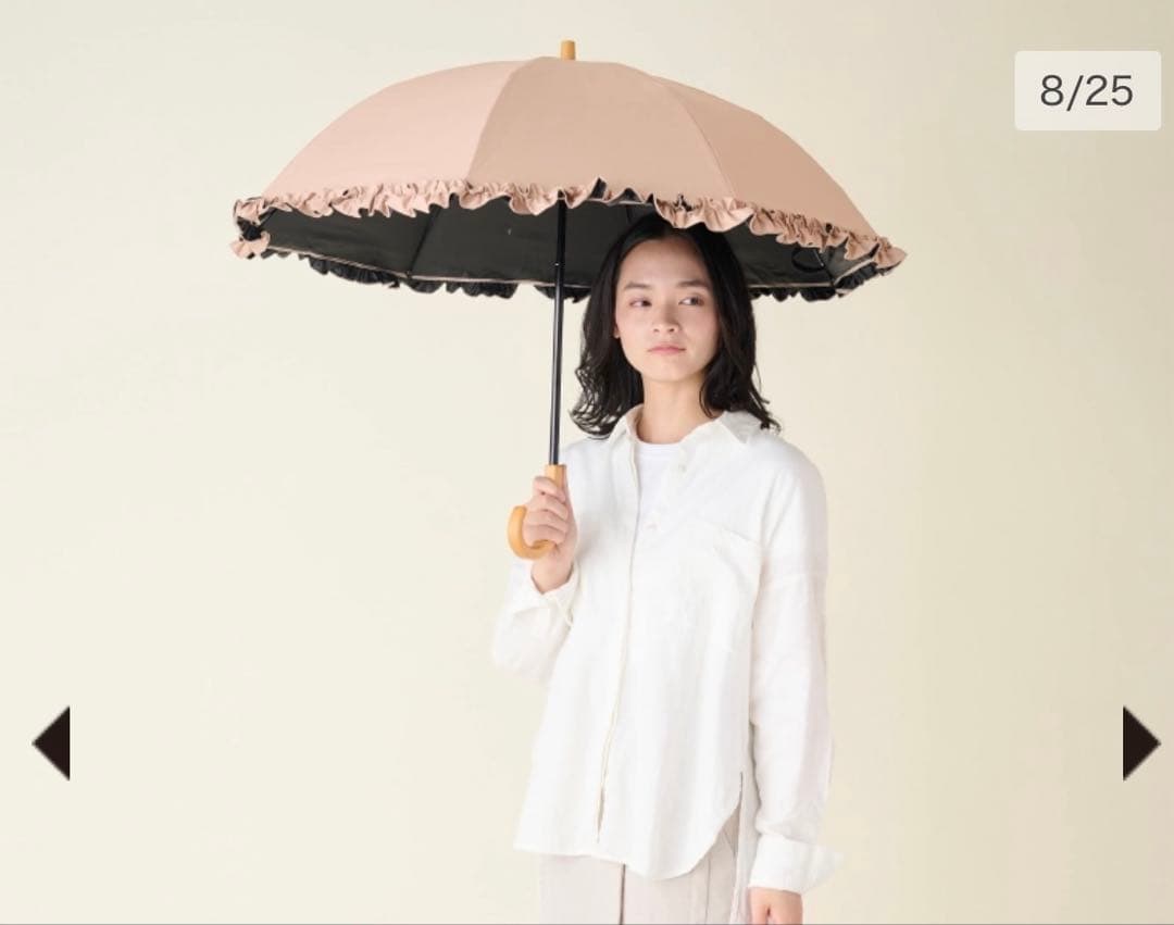 【サンバリア100】 2段 折りたたみ日傘 無地 ピンクフリル