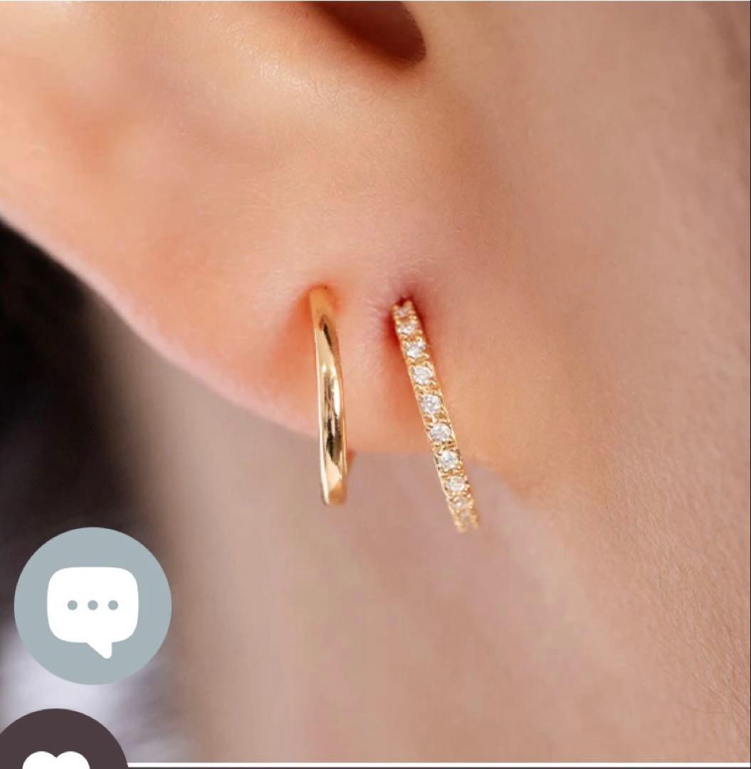 【セール】Oreficeオレフィーチェ K18 ダブルフープ ミラ ピアス片耳用