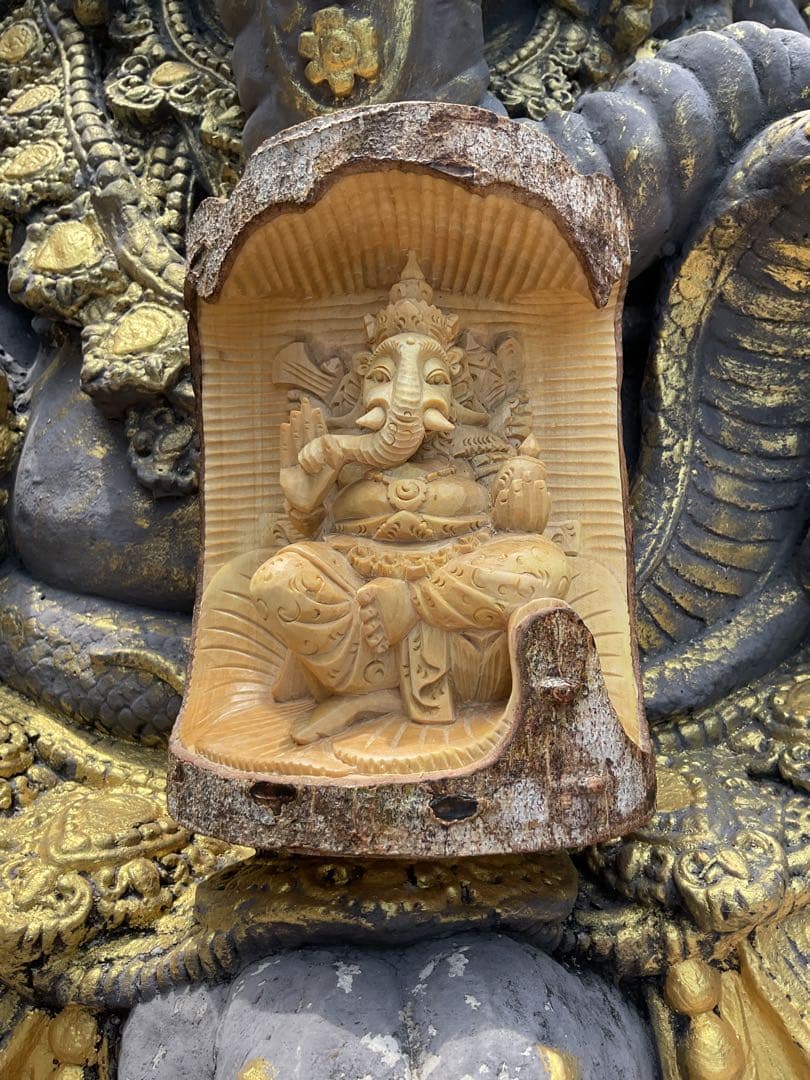 【新入荷】ガネーシャ像(夢をかなえる神様)木彫り [H20.8cm]