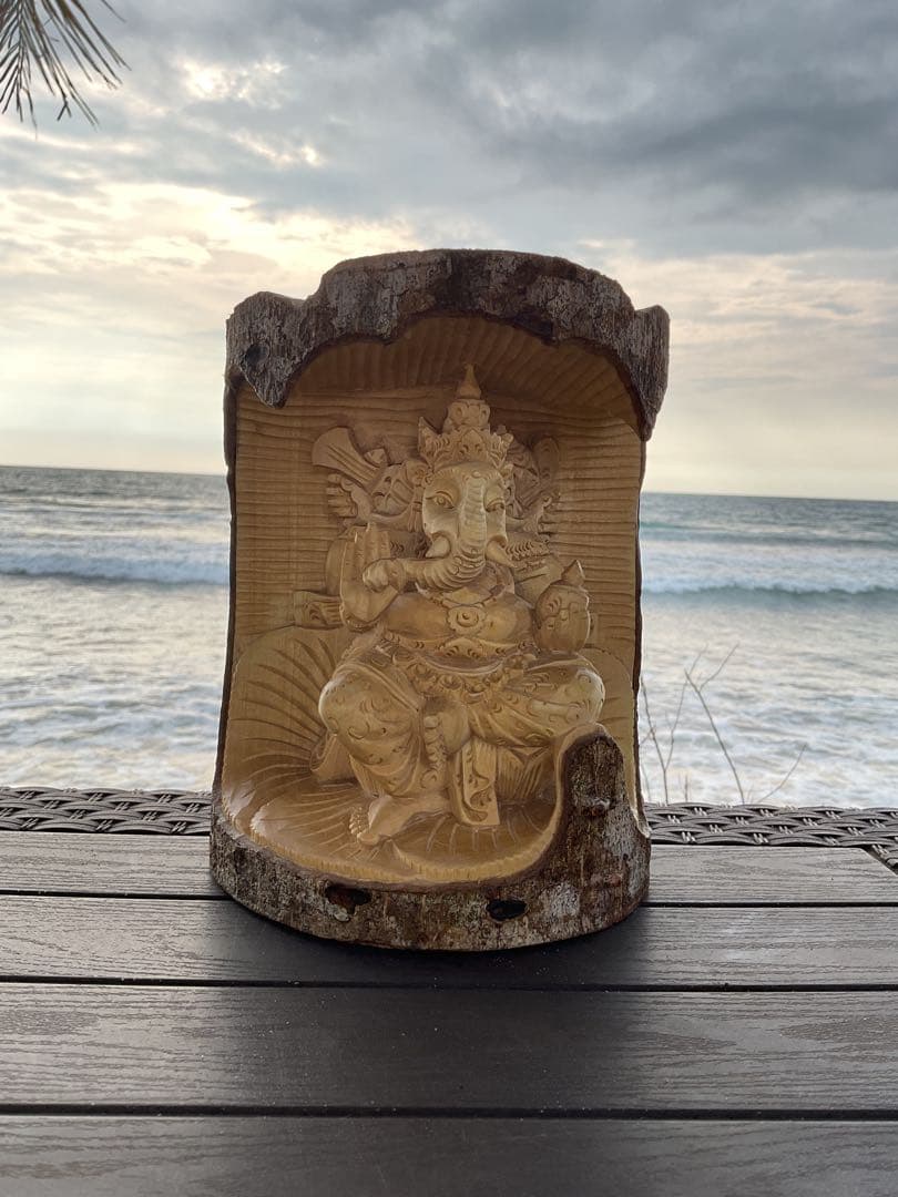 【新入荷】ガネーシャ像(夢をかなえる神様)木彫り [H20.8cm]