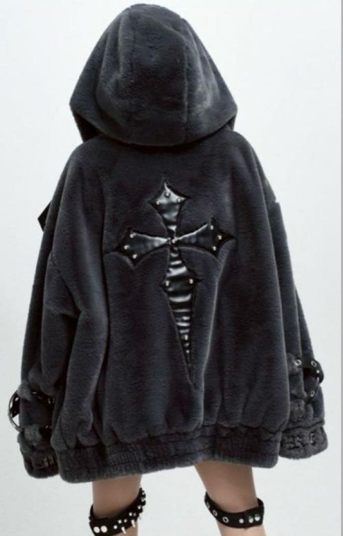 新品タグ付 REFLEM【レフレム】ベルト付きハイネックファーパーカー/グレー