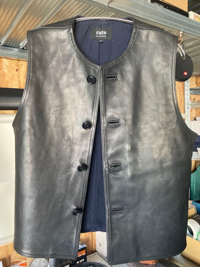 rats 黒 レザー ベスト M