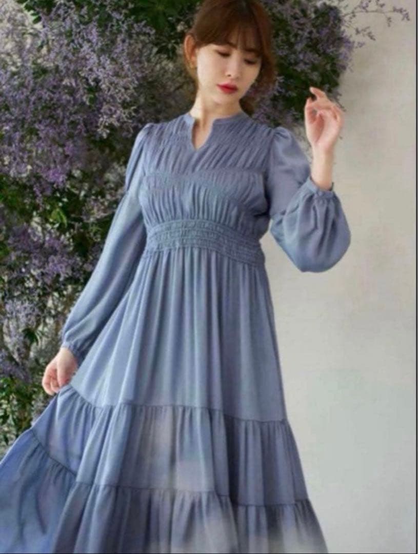 ワンピース herlipto Back Ribbon Tiered Satin Dress