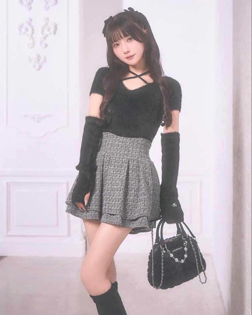 ミシェルマカロン 美脚スカート M ラメツイード